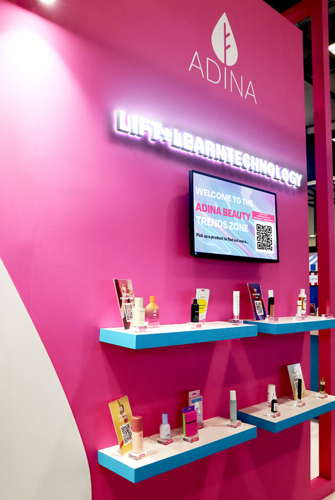 Adina using Lift & Learn technology to display products in a small space at an exhibition